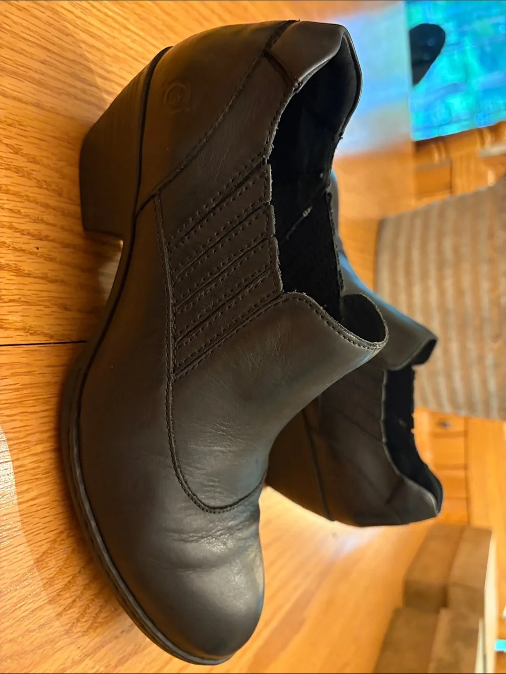 Born Black Leather Slip-On Western Booties